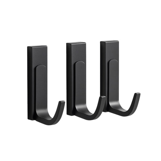 Rymok Heavy Duty Adhesive Hooks - Matte Black Stainless Steel Towel Hooks for Bathroom, Kitchen & Closet - Waterproof & Rustproof - No Drill Installation